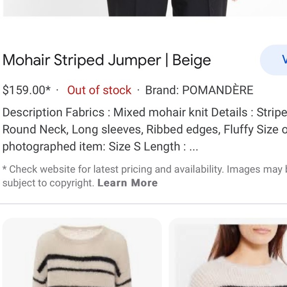 New Tuckernuck Pomandere Mohair sweater beige gorgeous stripes alternate - Picture 7 of 14